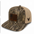 Bottomland Camo/Tan 7 Panel with American Flag Leather Patch