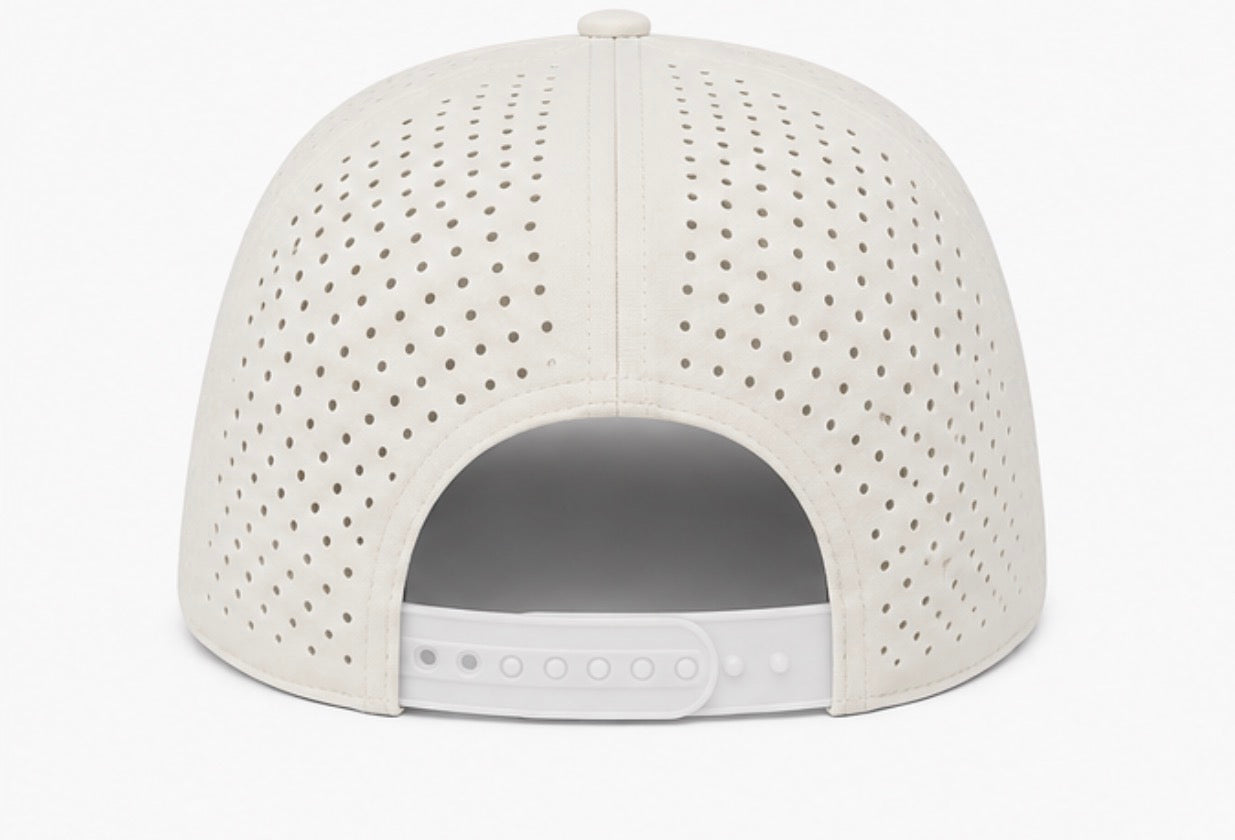 Off-White/Caramel Snapback with Leather Down Yonder Logo patch