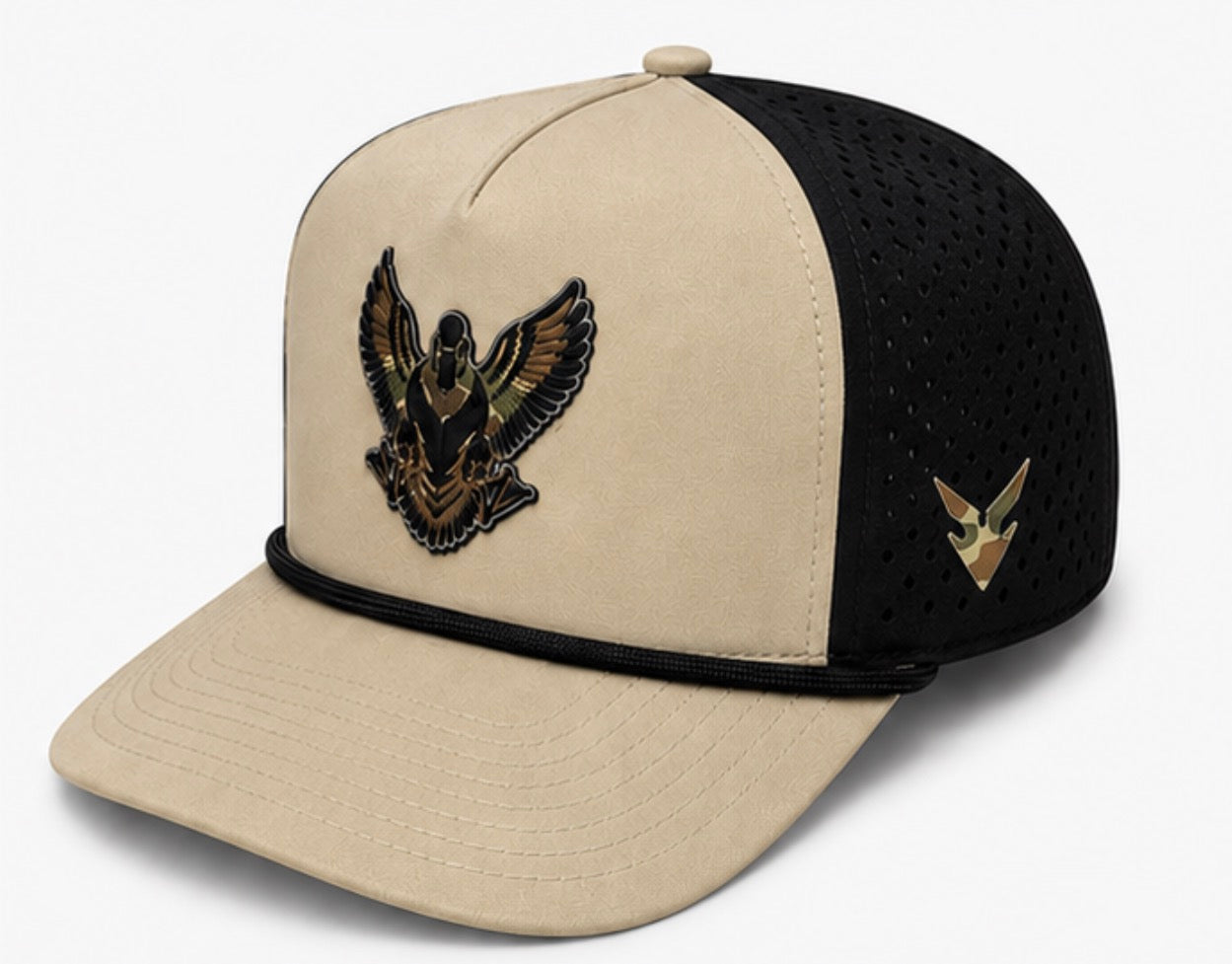 Tan/Black Snapback with Fowl Play Camo Duck Patch