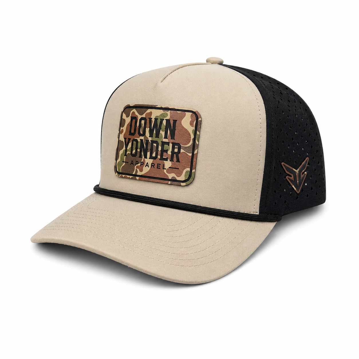 Tan/Black with Camo Patch Snapback