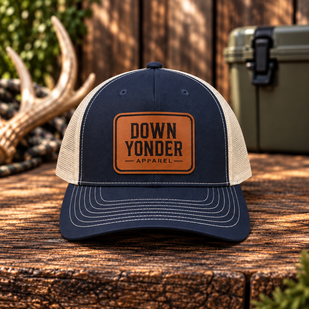 Navy/White Richardson 112 w/ Leather Down Yonder Patch