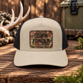 7 panel Tan/Black with Camo Down Yonder Patch SnapBack