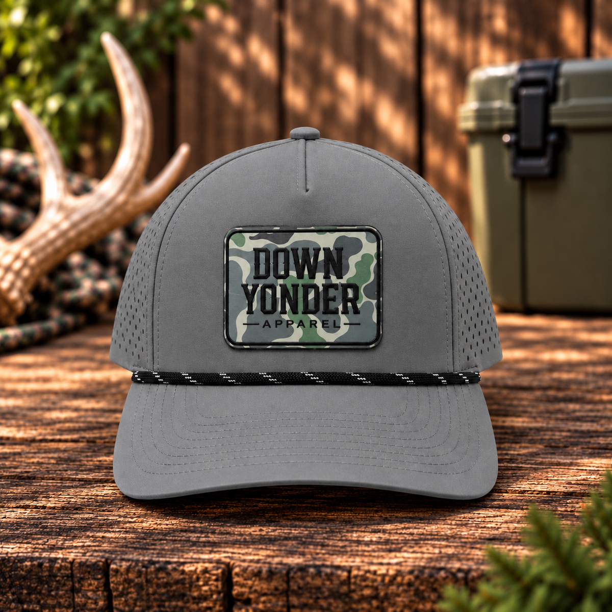 Grey/Black Rope with Low Tide Camo Down Yonder Apparel Patch