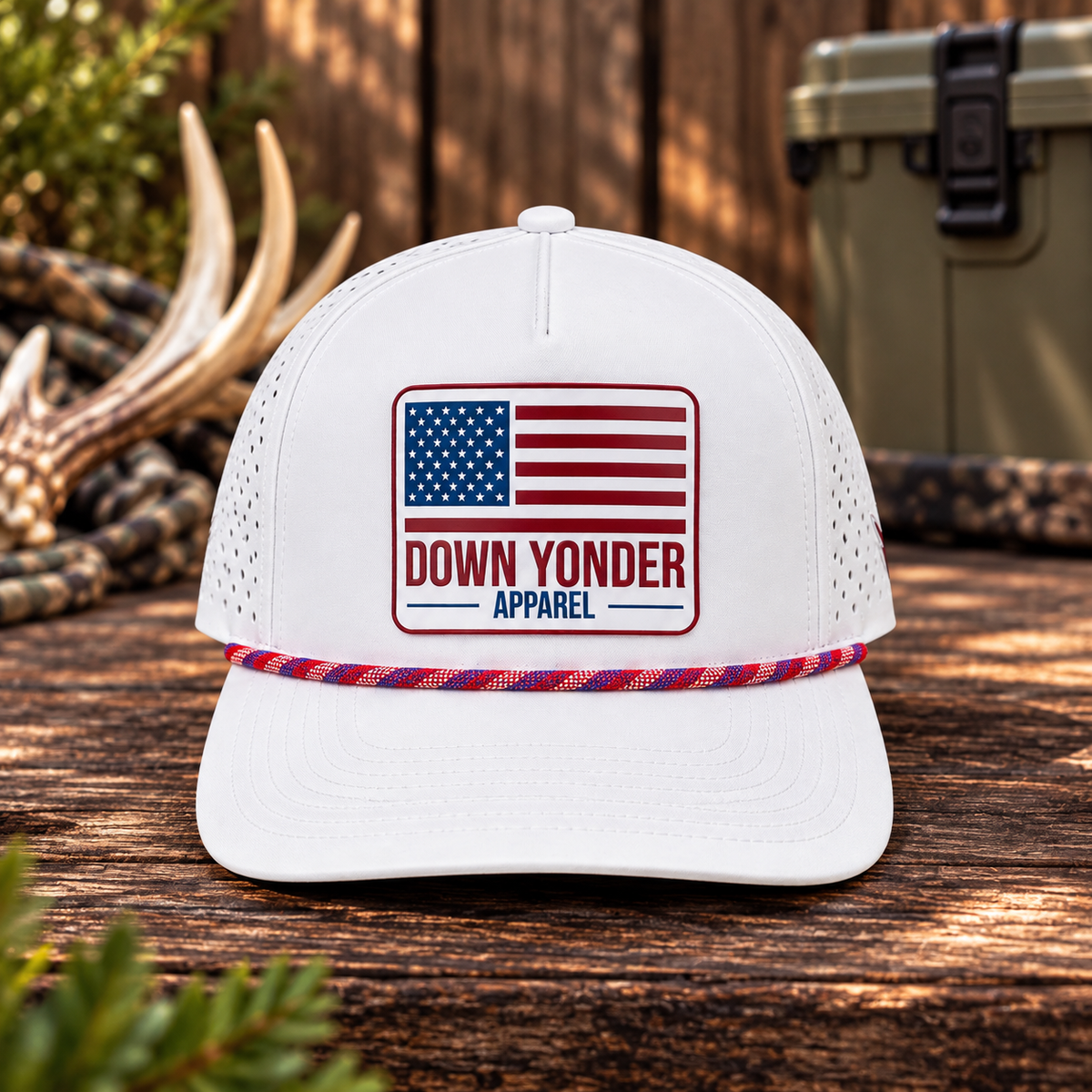 White/Red Rope Snapback w/ RWB Down Yonder Logo